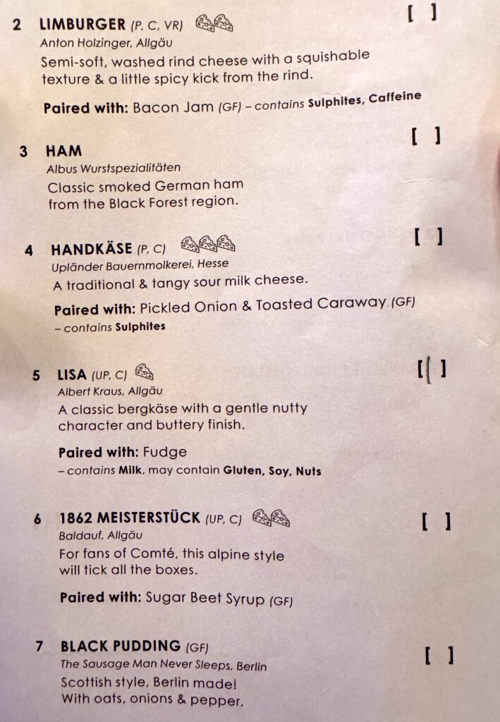 Pick and cheese menu
